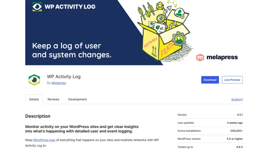 WP Activity Log WordPress Plugin Repo Screenshot